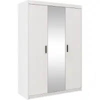 AX Living Storicos 3T 3-türiger Kleiderschrank mit Spiegel Weiß 133 cm