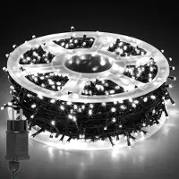 Jayseuw LED Lichterkette 50m 500LED Lichterkette mit 8 modi Außenlichterkette für Innen Weihnachten Hochzeit Party Garten Deko Kaltweiß