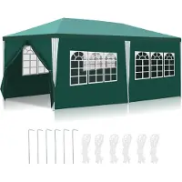 Izrielar Pavillon Partyzelt mit Seitenwänden, Reißverschlusstür & Fenstern, wetterfest, 3x6m Grün