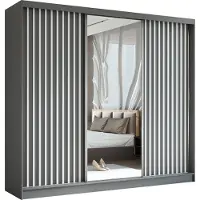 AX Living Cabinio Kleiderschrank Grau Weiß mit Spiegel 240 cm Breite