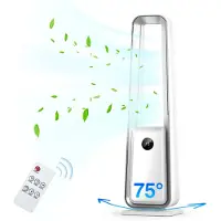 Zelurxx Bladeless Ventilator, Turmventilator, Leiser Standventilator mit HEPA-Filter, 3 Windstufen, 12h Timer, Fernbedienung, Luftreinigung, Weiß