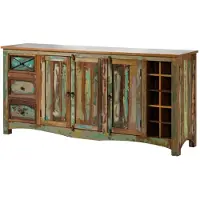 MASSIVMOEBEL24.DE MASSIVMOEBEL24 Sideboard Altholz 193x45x90 mehrfarbig lackiert NATURE OF SPIRIT #15