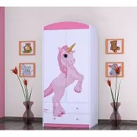BDW Kleiderschrank, 2 Türen, 2 Schubladen, Garderobenschrank, 180x90 cm, Rose