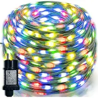 Rosikey 50M LED Lichterkette Bunt Weihnachtsdeko Grün Draht Strombetrieben für Garten Party DIY Innen Weihnachtsbaum (PVC, 8Modi, Speicherfunktion, DC24V)