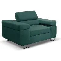MargaretHadas24 Sessel Marlene mit verstellbaren Kopfstützen 135 cm Lieferung bis in die Wohnung Wohnzimmer bequemer Sessel Wohnung Relaxsessel (Farbe: grün Vena 16)