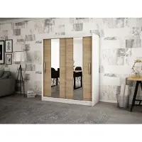 Minio Kleiderschränk 180 cm Weiß matt / Sonoma Eiche
