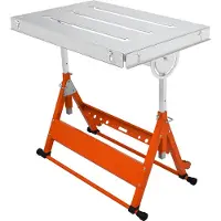 Zerbaco Schweißtisch klappbar 76,2x50,8cm Werktisch 181kg Tragfähigkeit Höhenverstellbar von 63,5 bis 81,3cm Einstellbarer Winkel 0°/30°/90° Werkbank Kohlenstoffstahl Werkstatttisch mit Rädern