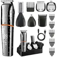 Douself 6-in-1 Multifunktionaler wasserdichter Haarschneider, digitaler Haarschneider, wiederaufladbares Rasierer-Nasenhaarschneider-Kit, Orange