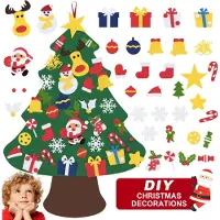 LZQ DIY Filz-Weihnachtsbaum 32 abnehmbare Hängedekorationen – Tür- und Wanddeko, Weihnachtsgeschenk für Kinder, Home Weihnachten Dekoration, Typ A