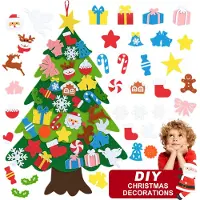 LZQ DIY Filz-Weihnachtsbaum 32 abnehmbare Hängedekorationen – Tür- und Wanddeko, Weihnachtsgeschenk für Kinder, Home Weihnachten Dekoration, Typ C