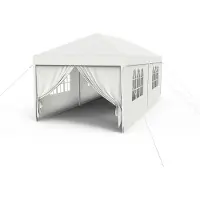 JOIEYOU Pavillon 3x6m Partyzelt mit Seitenteilen und Fenstern Gartenpavillon Polyester UV Schutz Wasserdicht Windschutz Gartenzelt Zelt Outdoor, Weiß