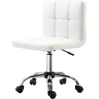 OKWISH Höhenverstellbarer Ergonomischer Drehstuhl Bürosessel ohne Armlehne mit stilvollen Nähten an der Rückenlehne,Computerstuhl mit 5 leise Räder,Weiß
