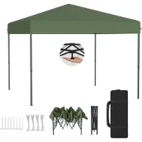 LZQ Pop-Up Pavillon 3x3 m Faltpavillon für Garten & Terrasse, Wasserdicht, UV-Schutz, Ein-Knopf-Schnellaufbau, 3-fach höhenverstellbar, Grün (ohne Seitenwände)