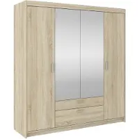 AX Living Storicos Kleiderschrank mit Spiegel Sonoma Eiche 4T 176,3 cm
