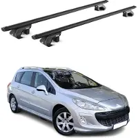 Aurilis Dachträger Gepäckträger für Peugeot 308 Wagon 2008-2014 Alu Schwarz 2 tlg ABE