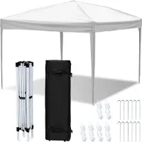 Aopunly Pavillon 3x3m ohn Seiten, Festzelt Faltpavillon Gartenzelt, UV-Schutz, für Garten Terrasse Feier Party weiß