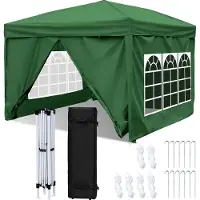 Aopunly Pavillon 3x3m, Festzelt Faltpavillon Gartenzelt, UV-Schutz, mit Seitenteilen für Garten Terrasse Feier Party Grün