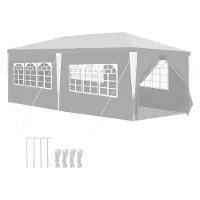 Aopunly 3x6m Garten Pavillon mit Seitenteilen tragbares wasserdichtes Zelt mit Eisenrohr, weiß