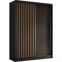 Masseno Schiebetürenschrank LAMELLO 160 cm Kleiderschrank Schlafzimmer Schrank 2-türig mit Lamellen Schwarz