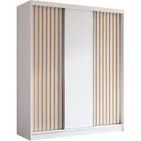 AX Living Cabinio Schwebetüren Kleiderschrank Weiß mit Artisan 180cm
