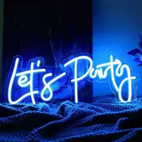 Rosikey Let's Party Neonlicht Dekoleuchten Leuchtschild Neon Schild Neon Sign, LED Leuchtreklame Wanddekoration für Gaming Zimmer Schlafzimmer Wand Bar Hochzeit Party Geschenke Deko