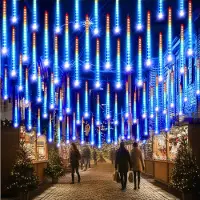 Rosikey 2.4M Lichterkette Weihnachten Bunt 8 Röhren LED Meteorschauer Lichterkette Regen Lichter für Weihnachtsbaum Party Hochzeit Garten Fenster Deko