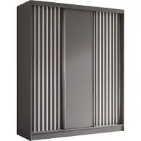 AX Living Cabinio Kleiderschrank 180 Breit Grau mit Weißen Lamellen