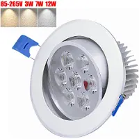 Rosikey 1Pc 12W Led Einbauleuchten Küchenlampen Warmweiss 230V Schranklampen Vitrineleuchten Rund Hohe Helligkeit Led Spots Strahler Einbaustrahler, Kaltweiß