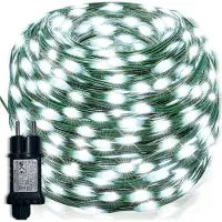 Rosikey 20M LED Lichterkette Weiß Weihnachtsdeko Grün Draht Strombetrieben für Garten Party DIY Innen Weihnachtsbaum (PVC, 8Modi, Speicherfunktion, DC24V)