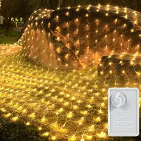 Rosikey Lichternetz 1.5X1.5m 102Leds Warmweiß LED Lichterkette Netz Lichtervorhang Strom 8 Lichtmodi Speicherfunktion Weihnachten Party Garten Zimmer Balkon D