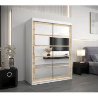 Minio Kleiderschränk 150 cm ROMA 2 Weiß / Sonoma Eiche