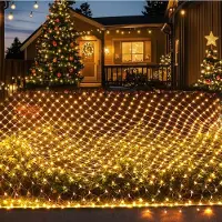 Rosikey 6X4m LED Lichterkette Warmweiß Lichternetz Mesh Weihnachtsbeleuchtung Wasserdicht Timer Strom Büsche Garten Baum Zimmer Balkon Party Deko