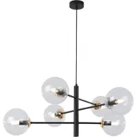Light11 HOME Vicenza Schwarz-Gold-Hängelampe 6 Flache Klarlampen E14