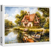 Raxxa Premium-Puzzle "Lakeside Cottage with Rowboat", 1000 Teile