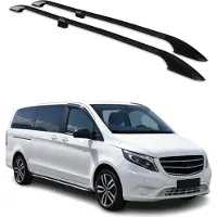 Omtec Dachreling für Mercedes Vito W447 2014-2025 L3 Extra Langer Aluminium Schwarz 2x