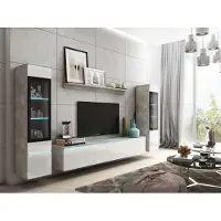 MINIO go for it , Wohnwand "VEVE 2 ", hängend, stehend, 3-Teilig, Beton/ Weiss Farbe