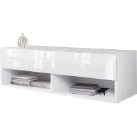 MINIO go for it , TV-Schrank "ANNE", Lowboard, 100cm, stehend, hängend, mit LED-Beleuchtung, Weiß Matt / Weiss Hochglanz Farbe