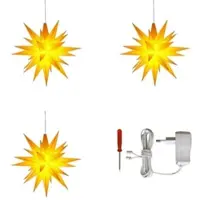 Herrnhuter 6140 Innenstern A1e gelb 13 cm 3er Set LED inklusive Netzgerät 500mA mit Timer