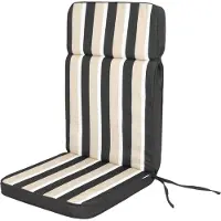 Sellbee Bjird Stuhlauflage Hochlehner Gartenstuhl Base HL Sitzkissen, Bequeme Kissen, Gartenkissen Polster Liege Sesel Stühl Gartenstühl - Eliza - 119 x 49 x 5 cm - Graphit mit Beigen Streifen