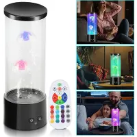 Fiqops LED Quallen Nachtlichter dekorative RGB Stimmungslicht Aquarium Lava Lampe Bunte Künstliche