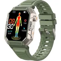 Douself MT90 Smartwatch, 2,02-Zoll-Touchscreen | BT 5.3 | IP68 wasserdicht | 320*385 Auflösung | Gesundheitsüberwachung | Sportaufzeichnung, Metall + PC + Silikonarmband, Grün