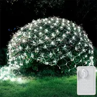 Rosikey Lichternetz 2X2m 144Leds Weiß LED Lichterkette Netz Lichtervorhang Strom 8 Lichtmodi Speicherfunktion Weihnachten Party Garten Zimmer Balkon Deko