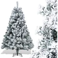 Jayseuw 150cm künstlicher Weihnachtsbaum und weißem Schnee, für Weihnachten-Dekoration, Feuerbeständig, wiederverwendbare
