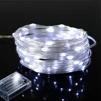 Rosikey 4M Akku Lichterkette Weiß PVC IP65 Wasserdicht LED Lichterketten Innen Garten Party Weihnachten Beleuchtung Deko, Dauerlichtmodus