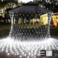 Rosikey 3X2m 200 LED Lichterkette Netz Lichternetz Weiß 8Modi Speicherfunktion Stecker für Büsche Garten Weihnachtsbaum Party Weihnachten Beleuchtung Deko