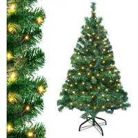 XINZI Künstlicher Weihnachtsbaum mit Beleuchtung 150cm Inkl.LED-Weihnachtsbeleuchtung und ständer,Tannenbaum künstlich Weihnachtsdeko,PVC,Grün