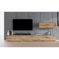 AX Living Anbauwand Loriano IV Wohnwand braun Eiche Wotan 300 cm breit