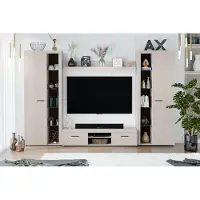 AX Living Spacoro XL Wohnwand Beige modern hochwertig 300 cm ohne LED