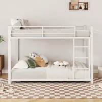 SUCCESS COURIER Kinder-Etagenbett, 140×200 cm, Eisenbett, klassische Form, Weiß