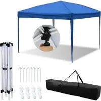 Izrielar Pavillon 3x3m Faltpavillon Tasche Wasserdicht UV-Schutz 50+ Pop-Up Gartenpavillon Gartenzelt Partyzelt Blau